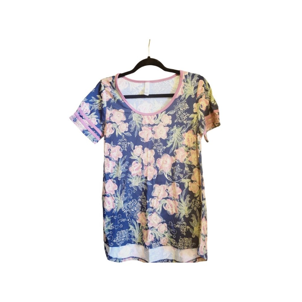 LuLaRoe Perfect Tee | Women's Small | Blue Floral